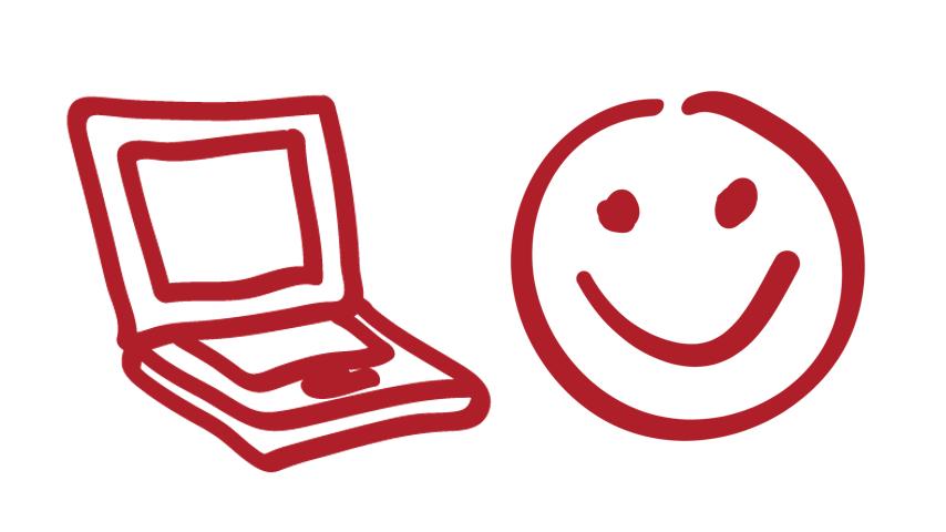 Icon: Einfache Sprache. Laptop und Smiley.